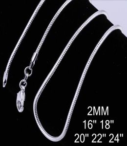 2 mm dikke ketens 50 stcs/lot gemengd 16 '' 18 '' 20 '' 22 '' 24 '' korte lange ketens breedte C010 925 Sterling zilver voor hangers Charms Gift9887116