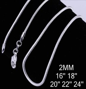 Chaînes de 2 mm d'épaisseur 50pcs / lot mixtes 16 '' 18 '' 20 '' 22 '' 24 '' courtes chaînes longues largeur C010 925 argent sterling pour les pendentifs charms dons1575387