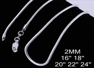 2 mm dikke kettingen 50 stks/partij gemengd 16 '' 18 '' 20 '' 22 '' 24 '' korte lange kettingen breedte c010 925 sterling zilver voor hangers bedels Gift1947691