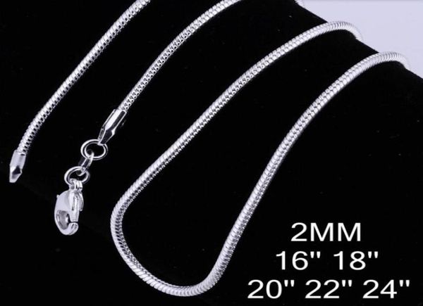 Cadenas gruesas de 2 mm 50 unids / lote Mezcladas 16 '' 18 '' 20 '' 22 '' 24 '' Cadenas cortas y largas ancho c010 925 plata esterlina para colgantes dijes Gift1947691