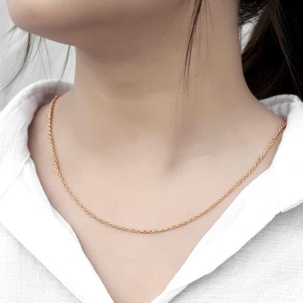 Collar delgado de 2 mm para mujeres niña 585 Color de oro rosa Rolo Rolo Link Chain Cadena Collar elegante Joyería 50 60 cm Gran venta