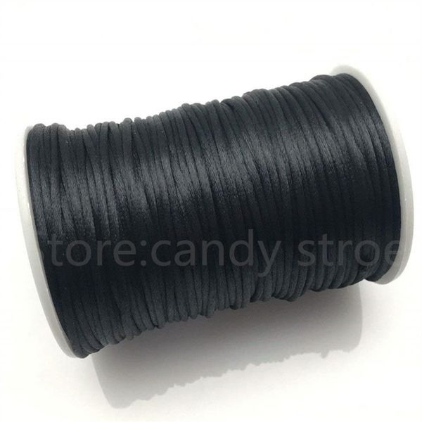 Rollo de cordón de satén de nailon suave cola de rata de calidad de 2mm x 100 yardas Kumihimo Shamballa cordones de nudo chino 8263299z