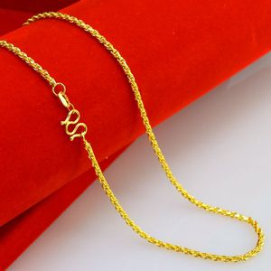 Collier de mariée chaîne Twist jaune 2mm, collier plaqué or 24 carats pour bijoux femme 2016 adapté à tout pendentif