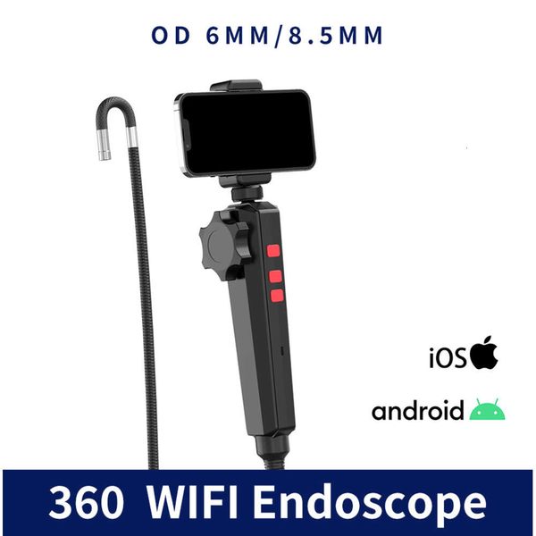 2MP 1080P 8MM 180 grados dirección articulada bidireccional WIFI endoscopio Industrial CMOS boroscopio IP67 cámara microscópica digital