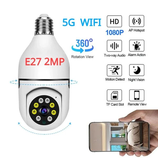 Appareil photo de l'ampoule 2MP 1080p Caméra WiFi pour la surveillance à la maison E27 360 degrés Panoramique Sécurité sans fil IP Camera