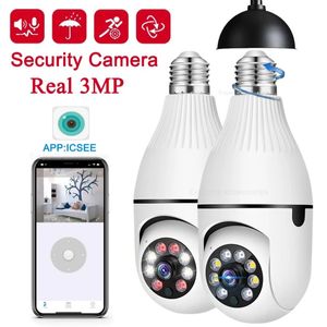 3MP E27 Bulb Surveillance Camera Night Vision Full Color Automatisch Human Tracking 4x Digital Zoom Video Indoor Security Monitor