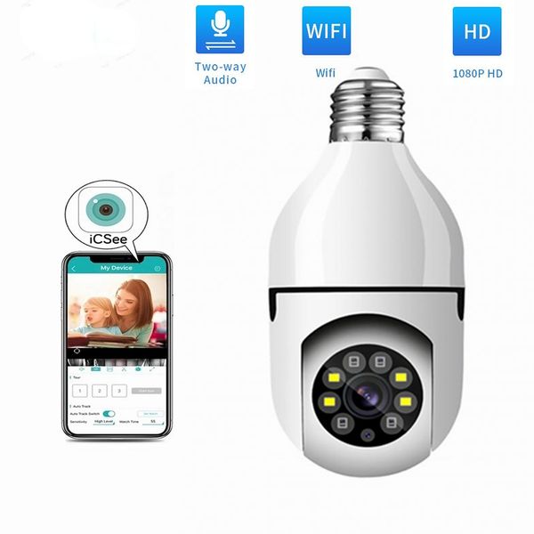 3MP ICSee WIFI IP caméra ampoule lampe maison intelligente intérieur 2 voies Audio CCTV sans fil vidéo Surveillance 1080P caméras