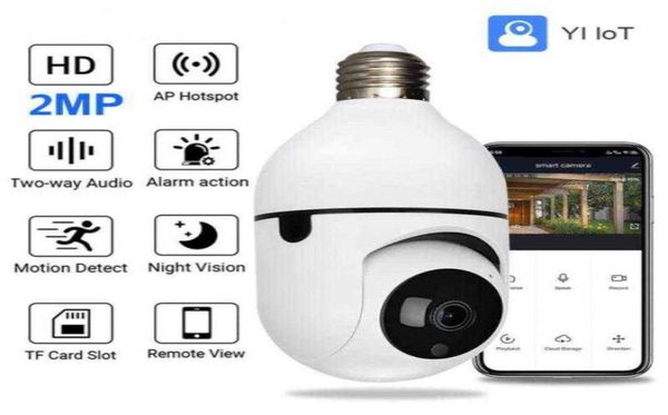 2MP PTZ WiFi Mini Cámara con bulbo E27 Socket Visión nocturna a todo color 1080p Camera CCTV Talk Talk Talk Tracking Security Cam G18894672