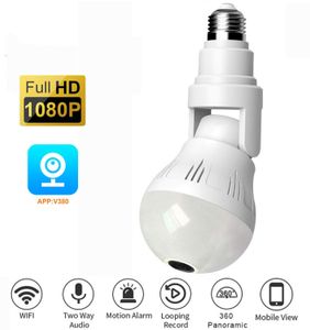 2MP Wifi Panorama Caméra Sécurité Lampe Panoramique Ampoule CCTV Vidéo Sans Fil IP Caméra Surveillance Fisheye HD Vision Nocturne Cam