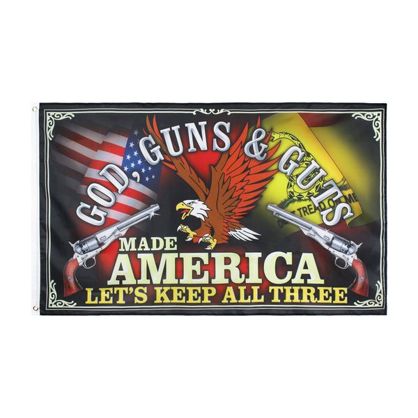 2e amendement Banner Flag Freessipping God Guns GUTS Permet de garder les trois usines directes 90x150 pour la décoration suspendue en plein air intérieure