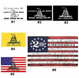 Segunda enmienda Bandera estadounidense vintage Don039t Tread On Me Banners 90 cm 150 cm Poliéster Banderas de baloncesto universitarias personalizadas de EE. UU. CYZ3277386661