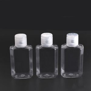 Botellas exprimibles vacías de plástico transparente de 2 oz / 60 ml, botellas de contenedores pequeños con tapa abatible para líquidos, artículos de tocador, champú, loción, botella de tamaño de viaje