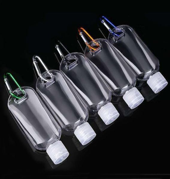 Bouteille rechargeable vide de 2 oz avec crochet de porte-clés Bouteille d'alcool en plastique transparent pour désinfectant pour les mains pour bouteille de voyage DHL2236375