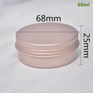 Jar en aluminium en or rose en or rose récipients rechargeables 60 ml Vis en alunium Lide de baume à lèvres en étain rond