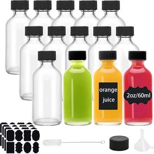 Botellas pequeñas de vidrio transparente de 2 oz con tapas para líquidos Frascos cortos pequeños Tapas Mini poción de jugo Jengibre Ss 240328