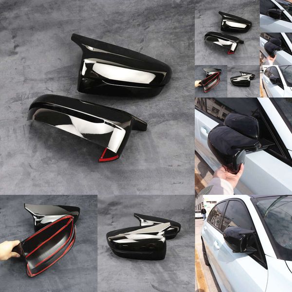 2p Bright Black Side Rear View Miror Cover Caps Accessoires pour 3 5 7 8 Série G20 G21 G11 G12 G30 M Style LHD RHD
