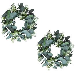 Paquet de 2 guirlandes vertes artificielles de couronne d'eucalyptus de 13 pouces pour la maison printemps été décoration de ferme couronne de fleurs décoratives2562635