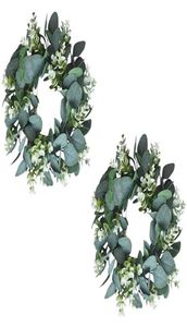 2pack 13inch Eucalyptus Wreath Garland vert artificiel pour la maison Spring Summer Farmhouse Decoration Fleurs décoratives Wreath5884614