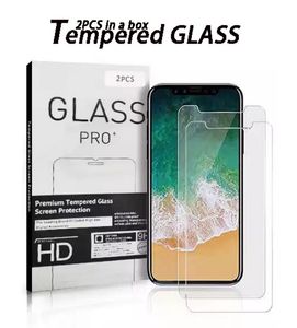 2Pack 9H Hardheid Scherm Protectorfilm voor iPhone 14 Plus Pro Max XR XS 7 8 Plus Samsung Anti-Scatch gehard glas met retailpakket