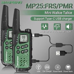 2Pack Baofeng MP25 PMR446FRS LARGO RANGO RECARGABLE TIPEC MINI WALKIE THALLI