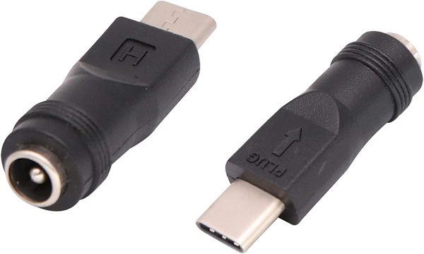 Paquete de 2 adaptadores de corriente tipo C USB macho a DC 5,5x2,1mm conector hembra carga barril Jack 5V conector para tipo C US