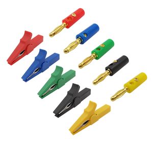 2pair 55 mm alligator clip krokodil klem 4 mm bananenplug connector kabel elektrische testclips batterij multimeter testsonde