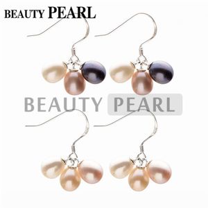 Boucles d'oreilles multicolores en perles d'eau douce, goutte d'eau, en argent Sterling 925, bijoux pour femmes, fête de mariage, 20 paires