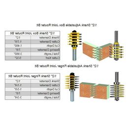 Freeshipping 2Pc 1/2 Inch Schacht Verstelbare Doos Vinger Gezamenlijke Router Bit Set C3 Getipt Hout Snijgereedschap Houtbewerking frezen Jgvae