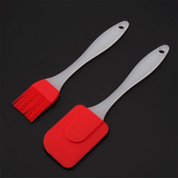 2PC / 1PC Rouge en silicone spatule Brusque Brosse de cuisson Ustensile outils d'outils résistants à la chaleur Bbq condiments Brussages Gake Cream Brack