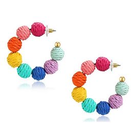 2pc Boucles d'oreilles colorées de style bohème pur design à la main