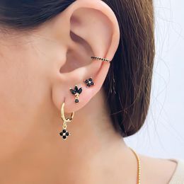 2pc kubieke zirkonia kleine hoepel oorbellen voor vrouwen kleine hanger kraakbeen oorbel helix tragus piercing sieraden
