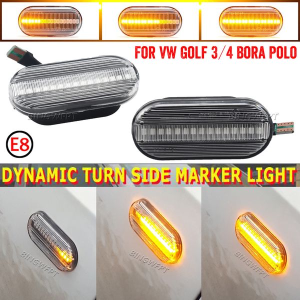 2 unidades de luces Led dinámicas de giro, lámpara de luz de indicador lateral para VW Volkswagen Bora Golf 3/4 Passat 3B Polo 6N Sharan Vento T5 SEAT Ibiza