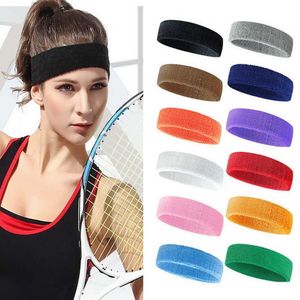 2pc hoofdbanden Cotton Sweatband Hoofdband Yoga Gym Stretch Head Band voor sportbanden voor dames Men Men Sporthoofdband Y23