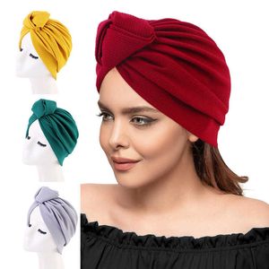 2 -pc hoofdbanden nieuwe vrouwen top geknoopte tulband motorkap hap wraps India hat moslim klaar om te dragen hiajbs Musulman turbante mujer haaraccessoires y23