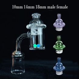 2pc Hot Selling 25mm Quartz Banger Oil Nail Pipe met Spinning Carb Cap 10mm 14mm 18mm Mannelijke Vrouwelijke Domeless Nail 4mm Dikte voor Dab Rig Bong Accessoires