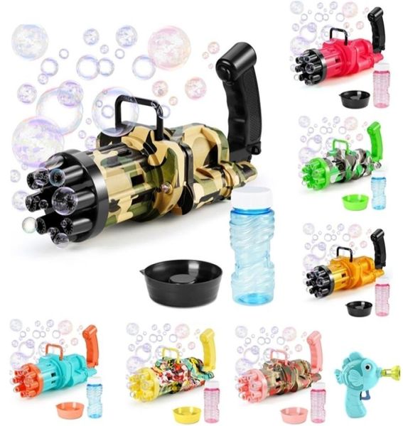 2pc Kid Bubble Machine Electric Automatic Gatling Bubble Gun Summer Jabón de agua Burbujas Burbujas 2in1 Burbujas para niños Juguetes 9486627