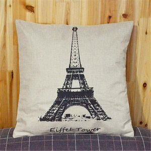 2 pc/lot tour Eiffel impression housse de coussin lin Vintage Style voiture étui doux oreiller coussin/décoratif