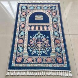 2PC ensemble de tapis de prière musulman Sejadah chapelet perles tapis de prière ensemble cadeau islamique musulman arabe articles unisexe Eid cadeau Ramadan ensemble cadeau 22294Q