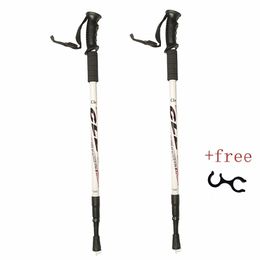 2pc / paar 135cm wandelstok trekking aluminiumlegering klimmen telescopische running trail canes schokbestendige wandelaccessoires 220216