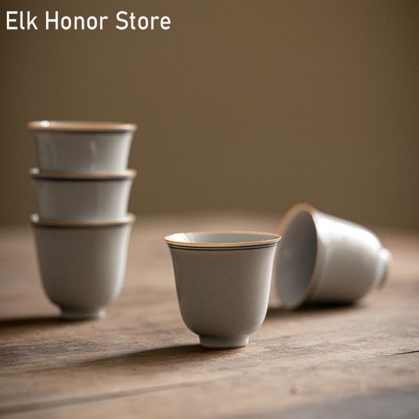 2pc/set 25 ml de arte doble retro muestra de cerámica de cerámica taza de té fabricante de té single master copa para el hogar kung fu juego de téware
