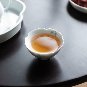 2pc / set 65 ml boutique pure art peint à la main bambou tasses de thé ménage en céramique maître tasse