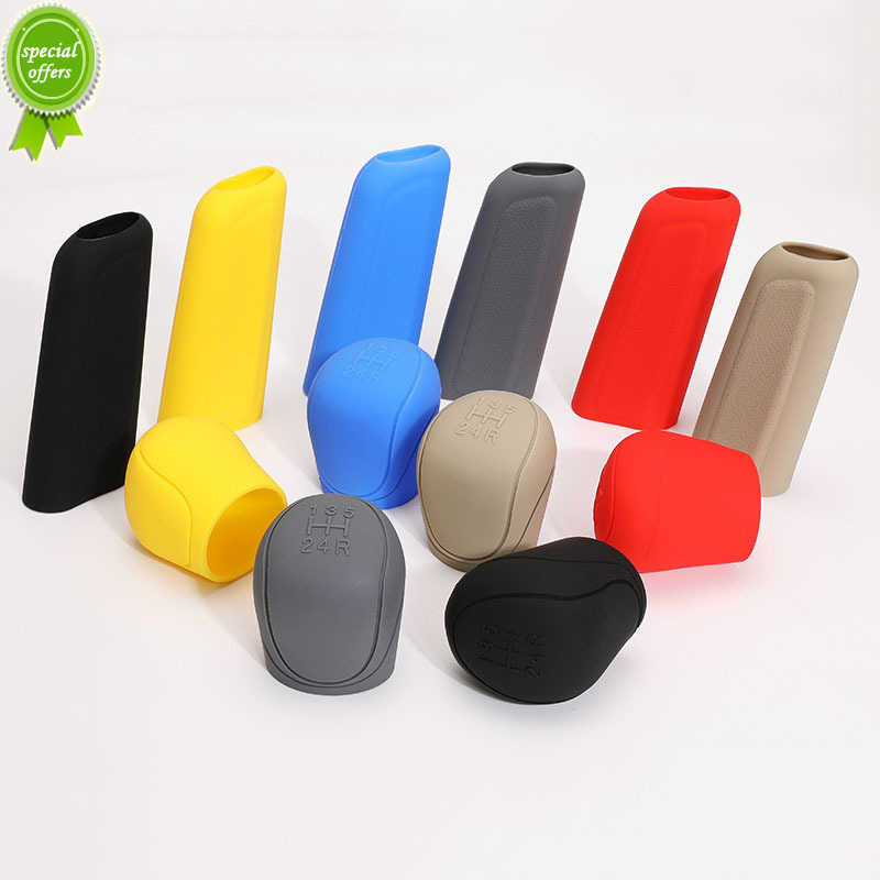 2Pc/Set Car Auto Manual Silicone Shift Gear Head Knob Cover Handbrake Hand Brake Covers Sleeve Case Skin Protector Car Styling