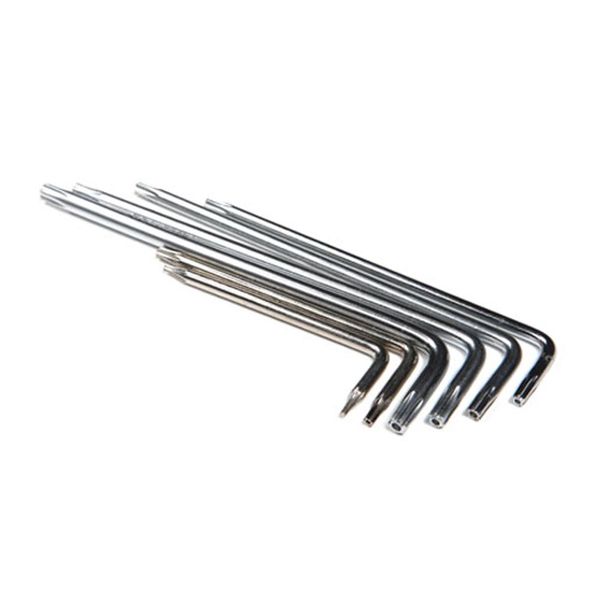 2pc T4 T5 T6 T7 T8 T9 T9 T10 T15 T20 T25 Clave de destornillador de acero para seis lóbulos Torx Tampo de seguridad Tornillo de seguridad Tornillo