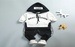 2pc Toddler Baby Boys Clothes Lettre à manches longues manteau t-shirtpants sets6008985