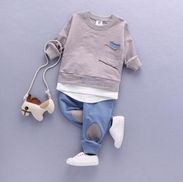 Ensemble de vêtements en coton pour bébés garçons, 2 pièces, chemise, hauts + pantalons, vêtements décontractés, manches longues, pour enfants