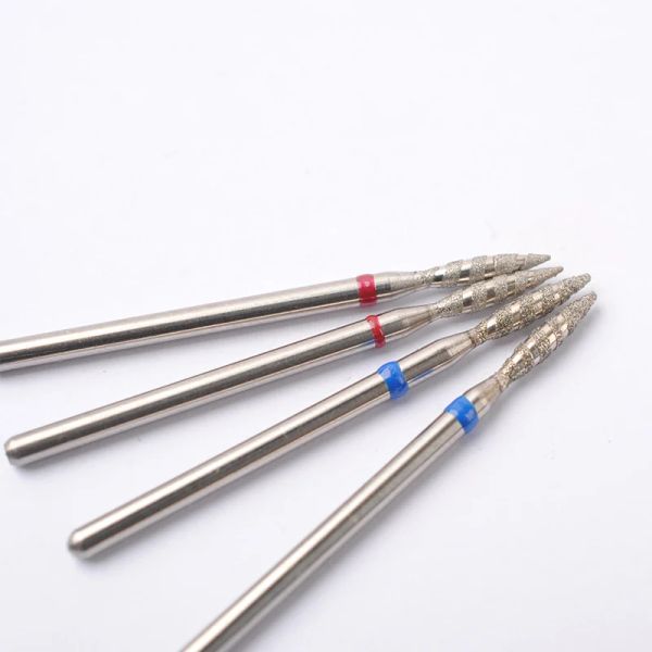 2pc Tornado Flame Diamond Nail Drill Bit Bit Manucure Coupes Rotary Burr Drill Accessoires Spiral Nail Mills