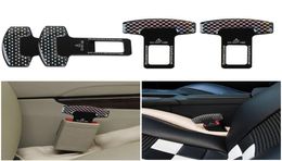 2 st Universal koolstofvezel auto veiligheid stoelgordel spit alarm stop clamp klem voertuig accessoires7612555