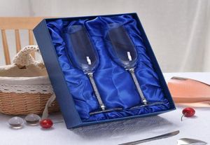 2pc Lunettes de mariage flûtes de champagne cadeau de fête cristalline toasting gobelet cristal grave anniversaire cadeau avec box8283837