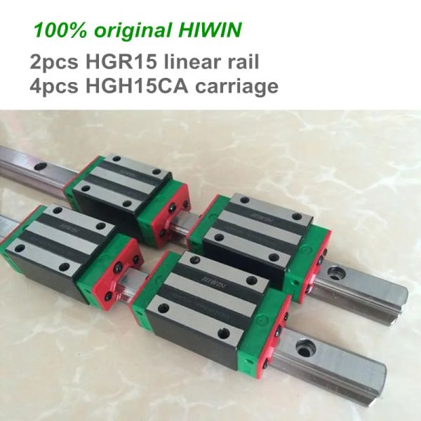 2pcs 100% Hiwin Linear Guide Rail HGR15 350 400 450 500 550 600 mm avec 4pcs de chariot de bloc linéaire HGH15CA / HGW15CA CNC Pièces