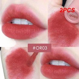 2 unids 12 colores Castaño Leche Té Brillo de labios Hidratante Tinte de labios rojo Cosméticos de barro Veet Mate Líquido Lápiz labial Labio Glaze J2fy #